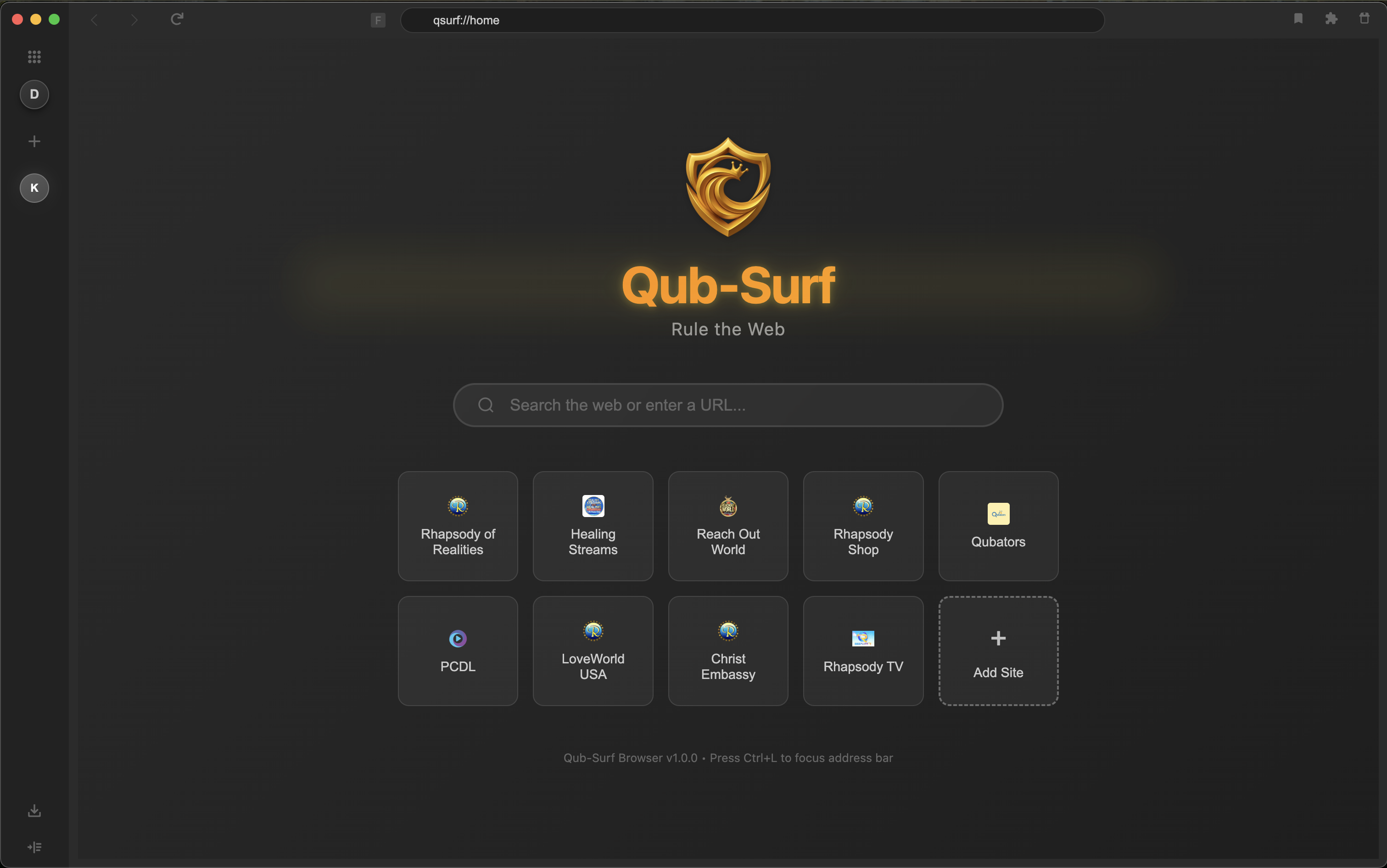 Qub-Surf Browser Interface